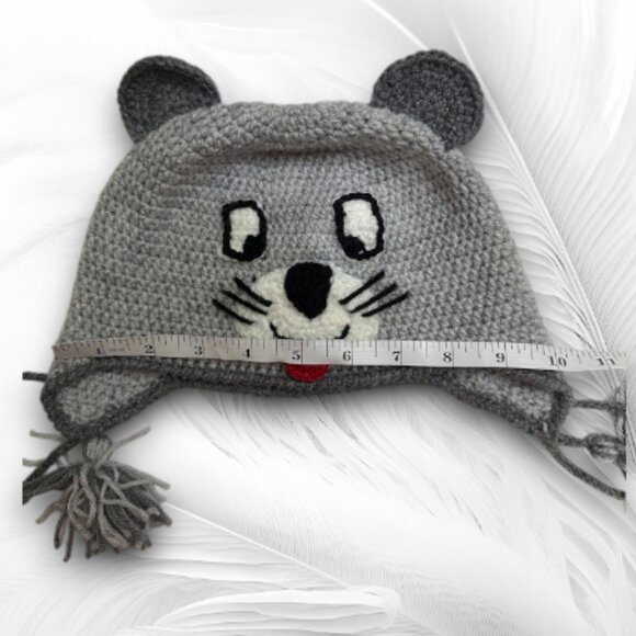 Handmade Other - Handmade Crochet Gray Mouse Hat For Kids With Earflaps